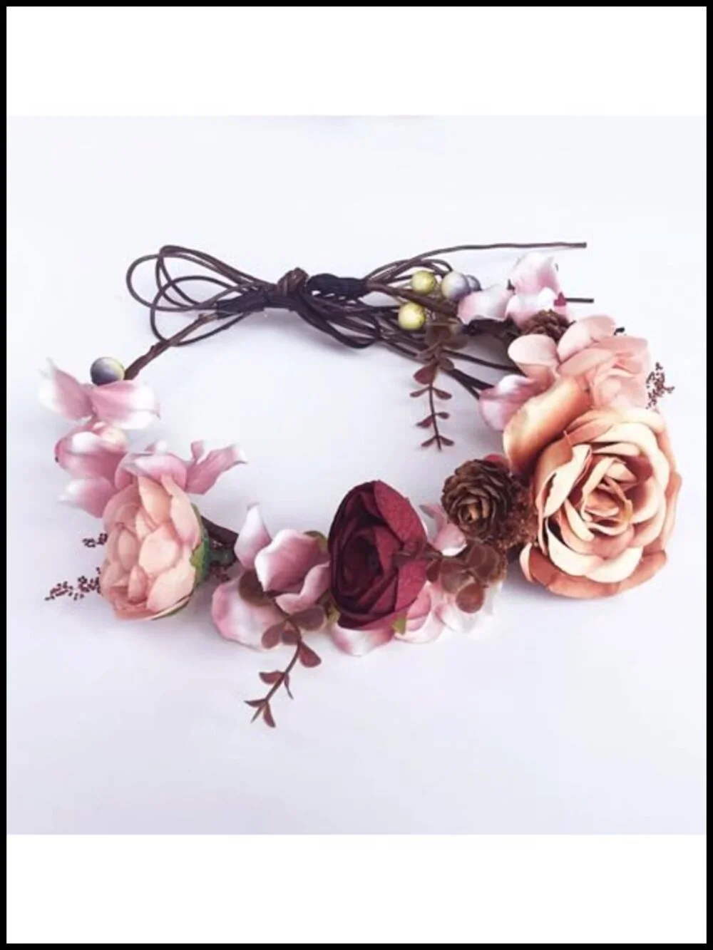 Handmade Fabric Flower Crown Woodland Elf Headband for Women Wedding Halloween